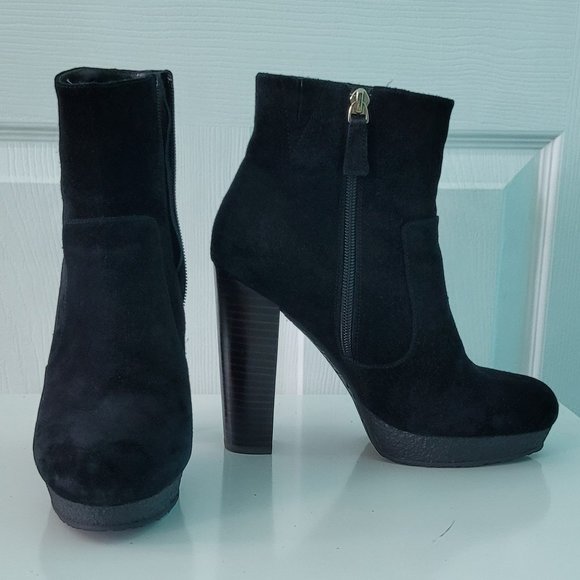 Elaine Turner Shoes - Elaine Turner Suede High Heeled Platform Booties 7.5